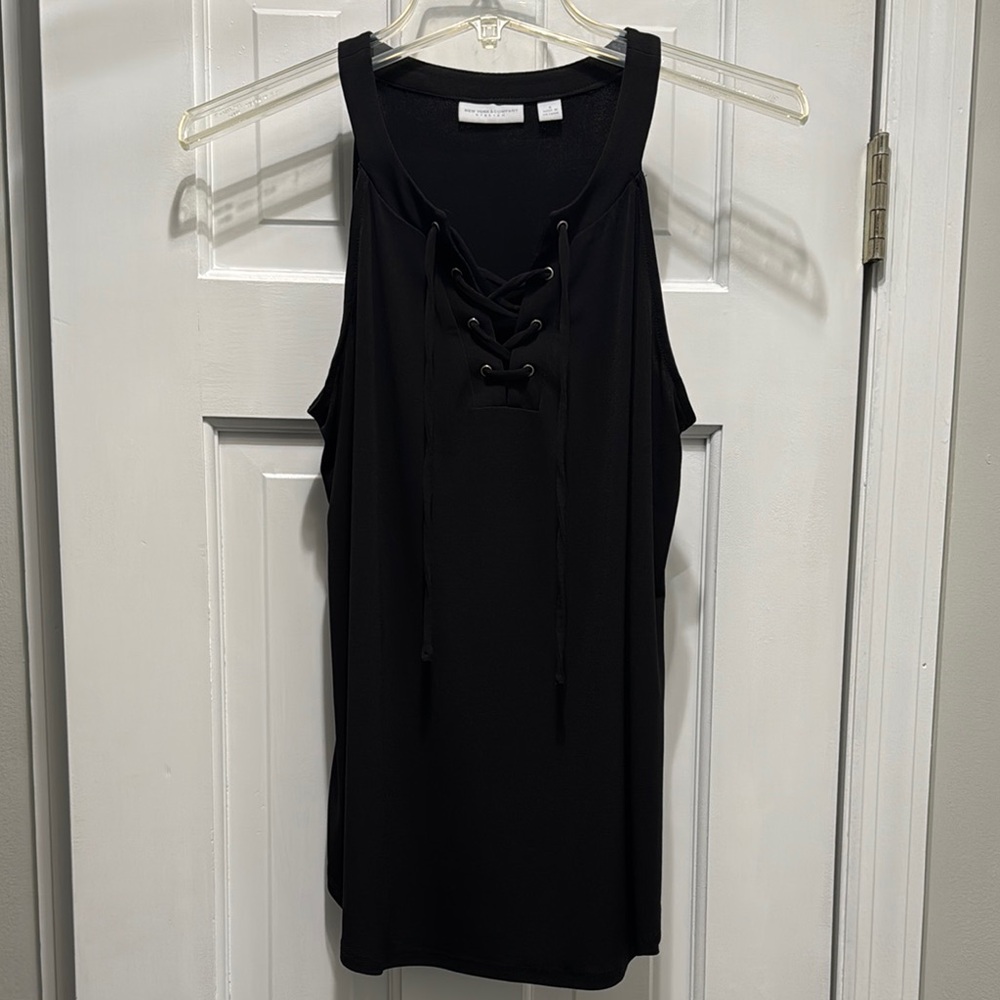 Black Lace-Up Tank Top